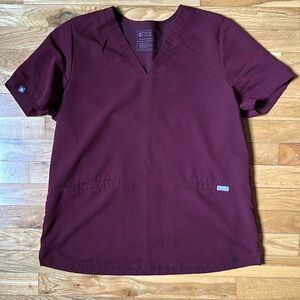 Large FIGS Scrub Top- Burgundy